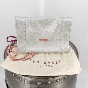 Ted Baker Parsons Leather Silver Crossbody Bag